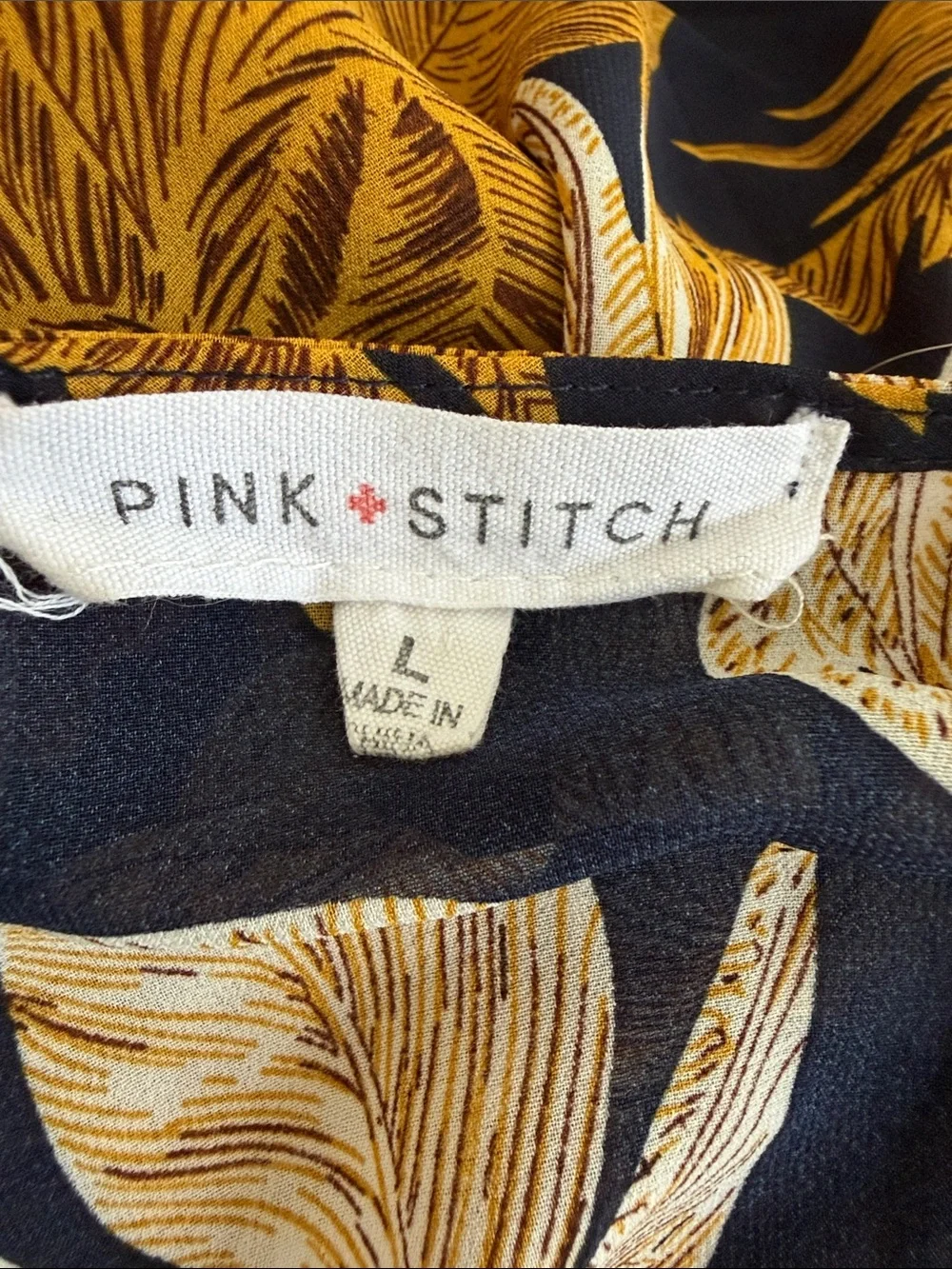Pink Stitch Floral Print maxi dress in Mustard & Black open front size L - Picture 2 of 13